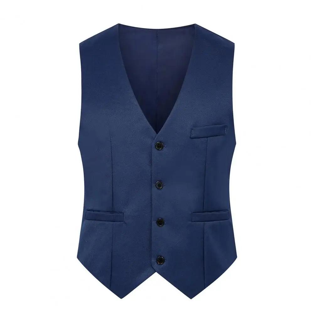 Hommes costume gilet simple boutonnage bouton fermeture