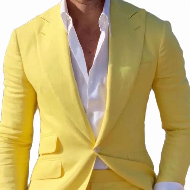 Costume Homme Jaune Slim Fit 2 Pièces pour Mariage