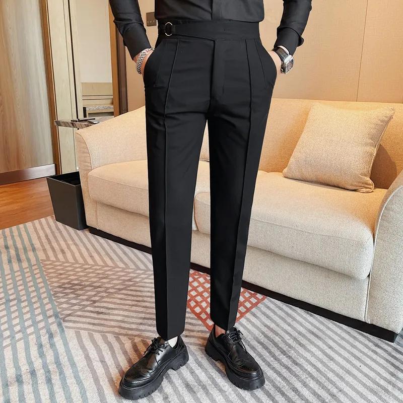 Pantalon moulant pour homme, coupe slim, style anglais, mode printemps-automne