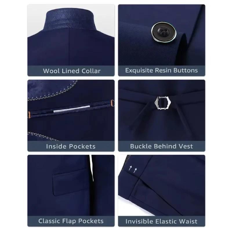 Ensemble de costume de smoking 3 pièces pour homme (veste + gilet + pantalon)