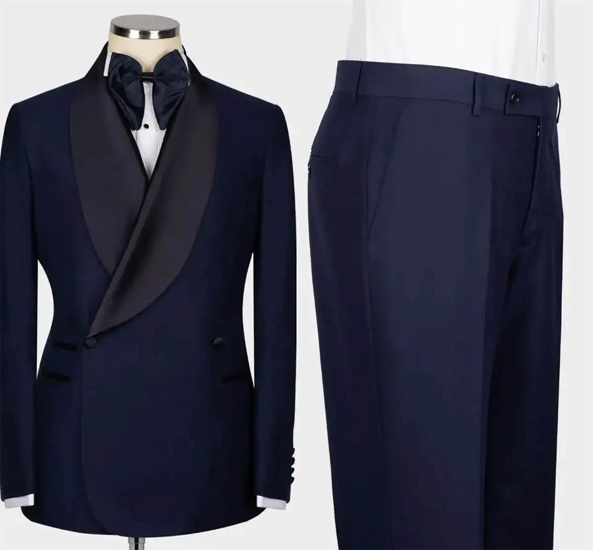 Costume de Mariage Homme Couleur Unie avec Revers Châle