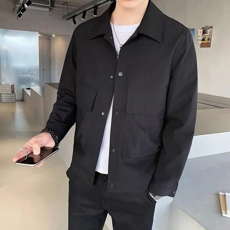 Veste rétro à revers pour hommes, coupe cintrée, décontractée, tendance