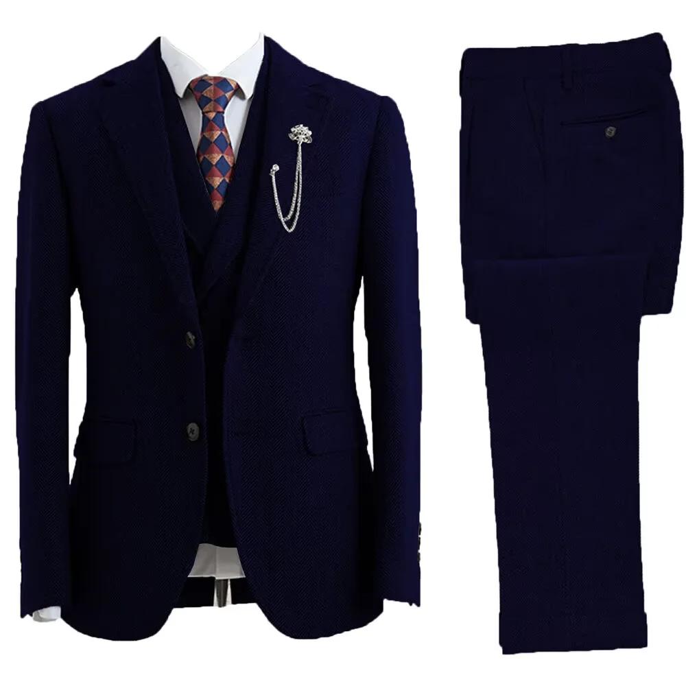 Tuxedos croisés à chevrons en tweed trempé pour hommes