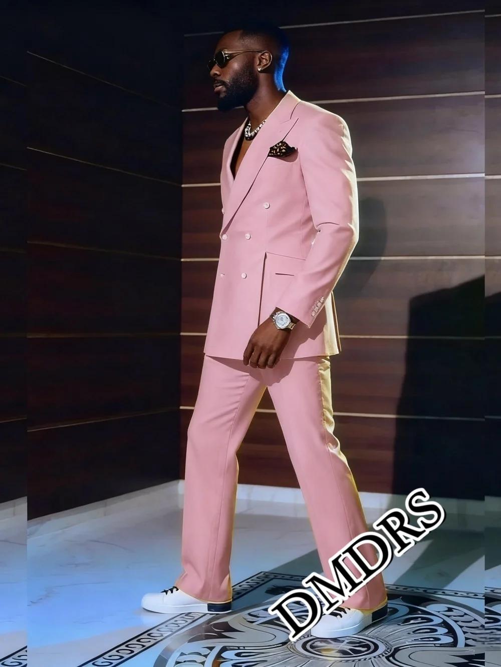 Ensemble de costume rose élégant pour hommes 2 pièces pour mariage