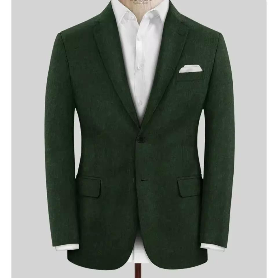 Blazer en laine pour hommes, simple boutonnage, coupe cintrée, veste de costume élégante, décontractée, élégante, confortable, manteau formel pour hommes, extérieur en Tweed