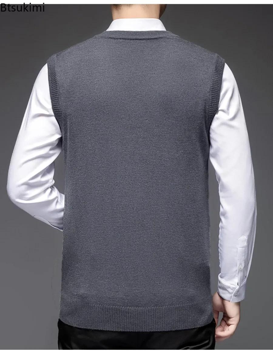 Gilet en laine haut de gamme 2026 pour homme – Pull sans manches décontracté et élégant à col en V