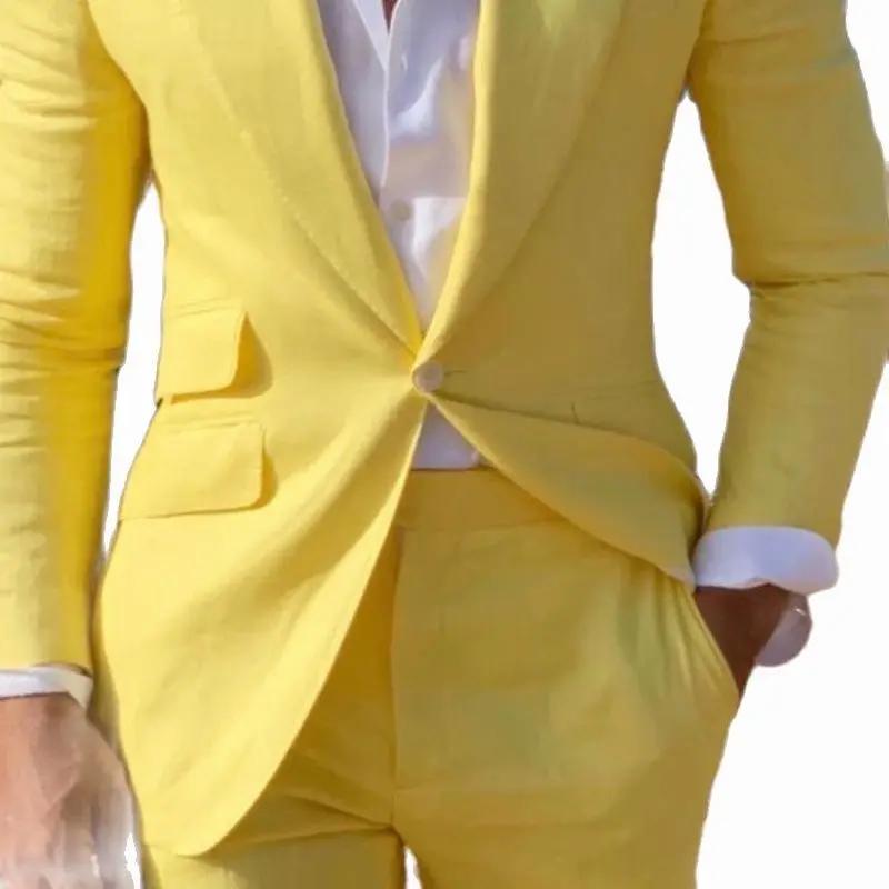 Costume Homme Jaune Slim Fit 2 Pièces pour Mariage