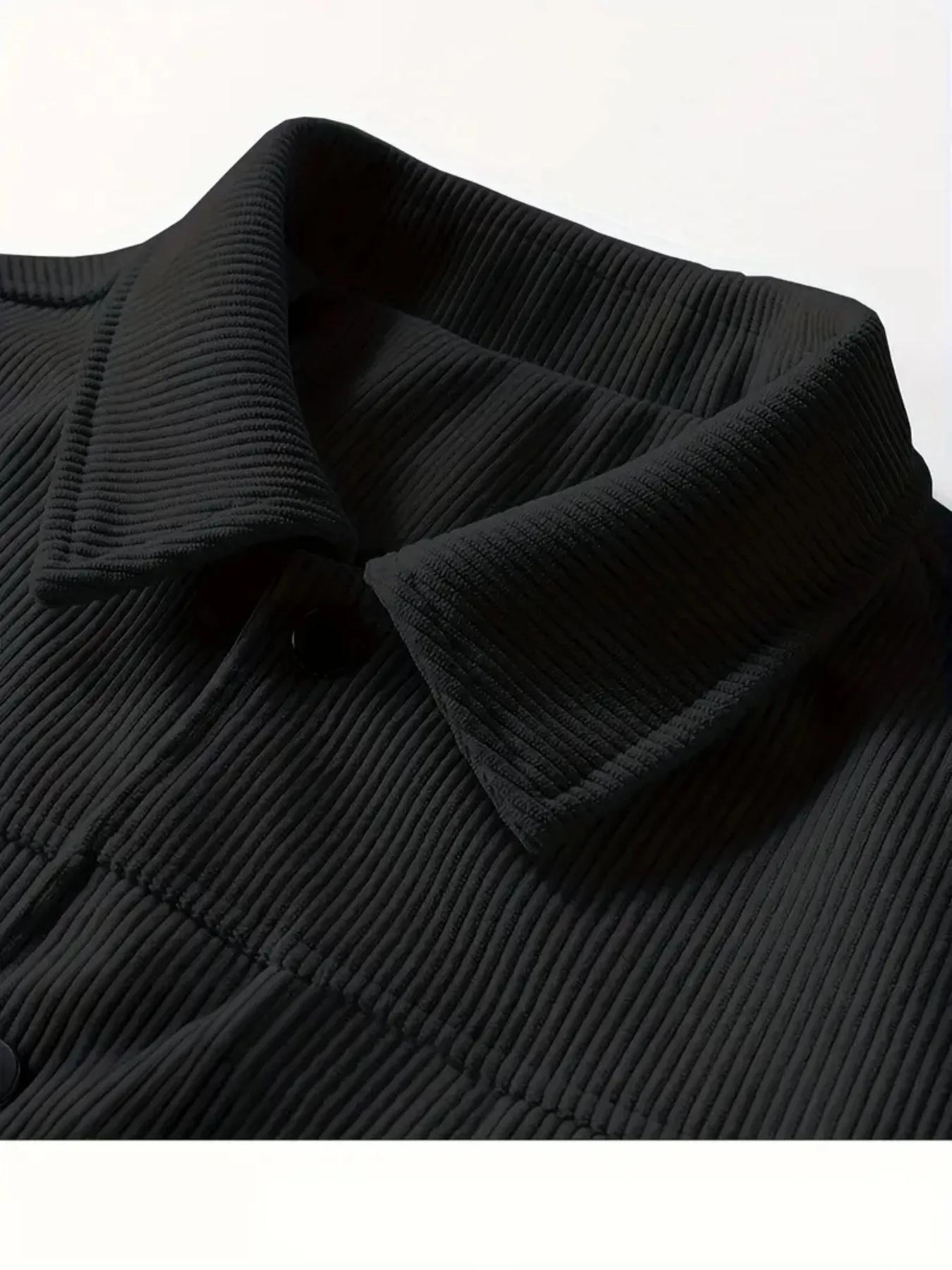 Veste en velours côtelé noir décontractée pour homme