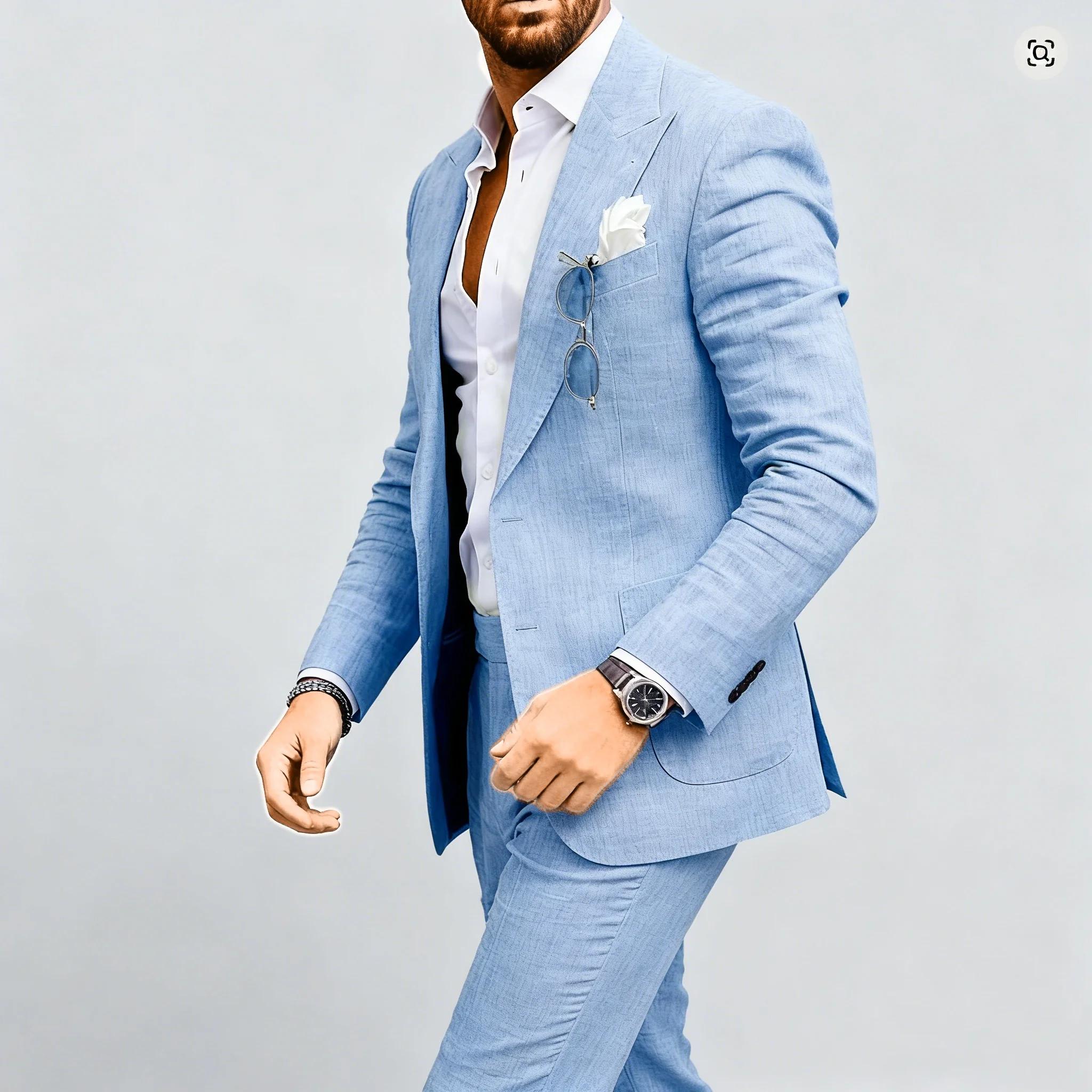 Costume en lin pour hommes pour mariage sur la plage