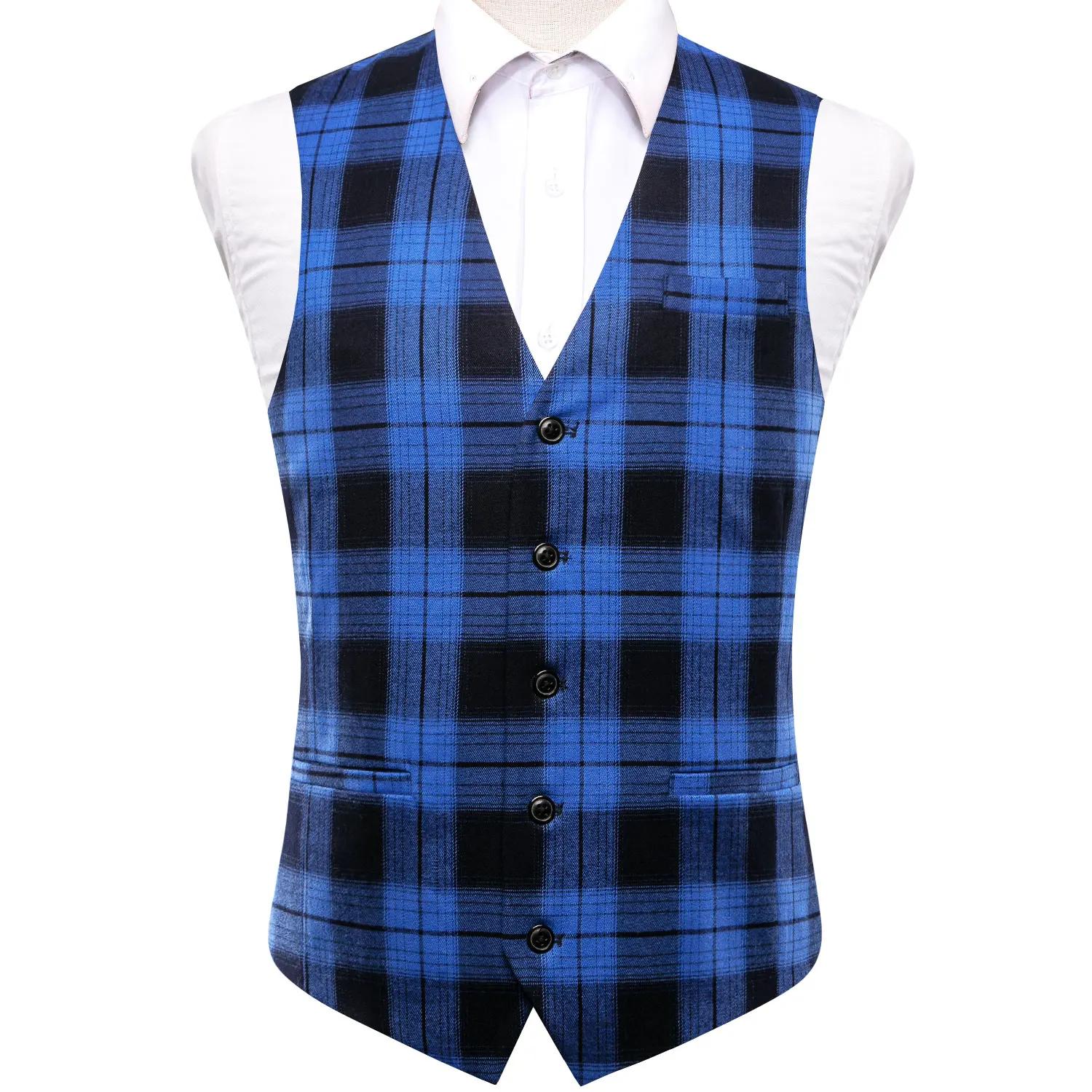 Hi-Tie Designer Viscose Hommes Costume Gilet Jacquard Rayé