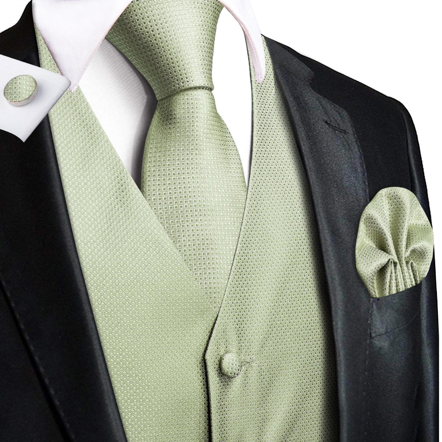 Gilet de costume homme vert sauge uni à motif floral