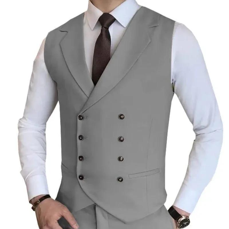 Hommes gilet Champagne solide Double bouton