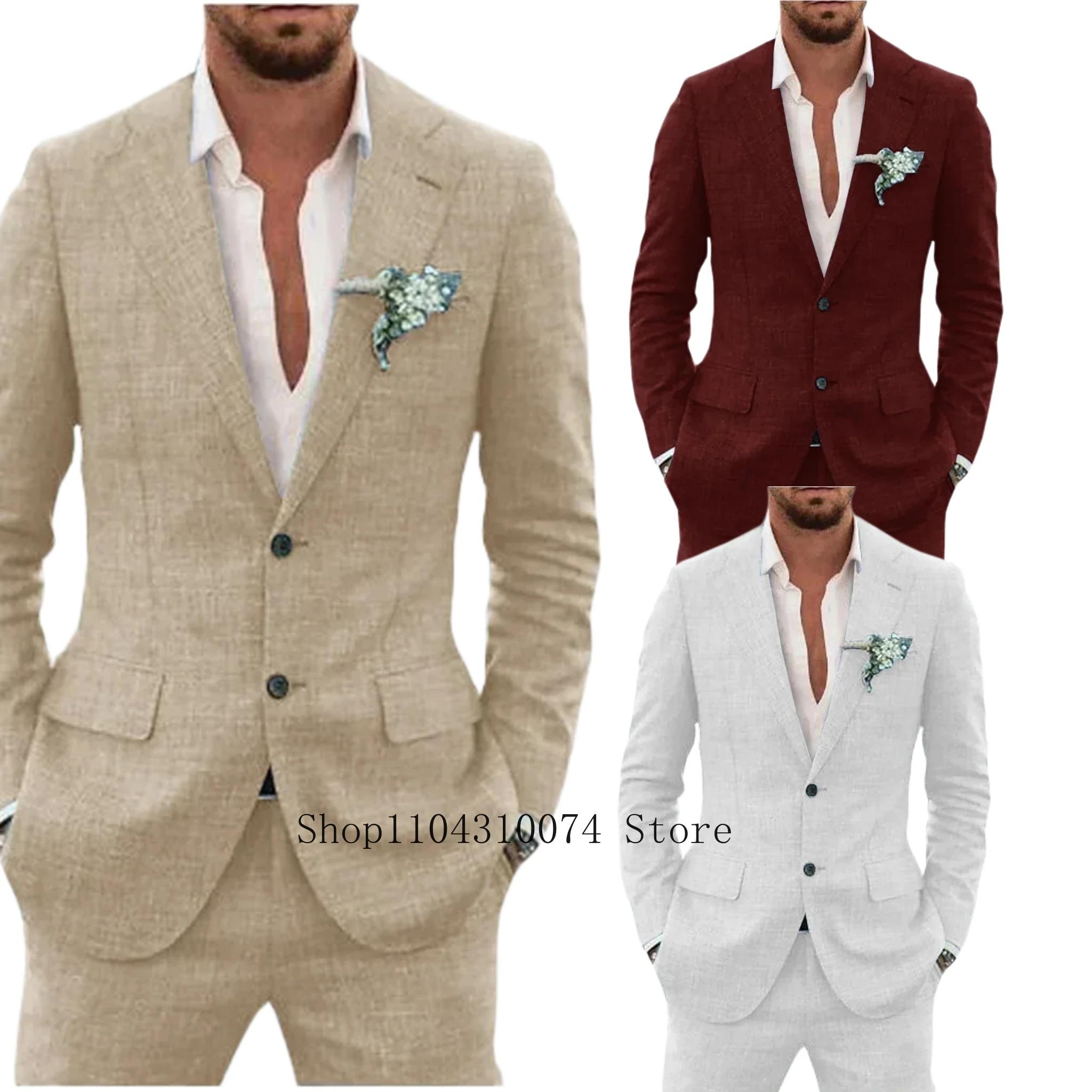Ensemble Blazer et Pantalon en Lin Trempé pour Homme
