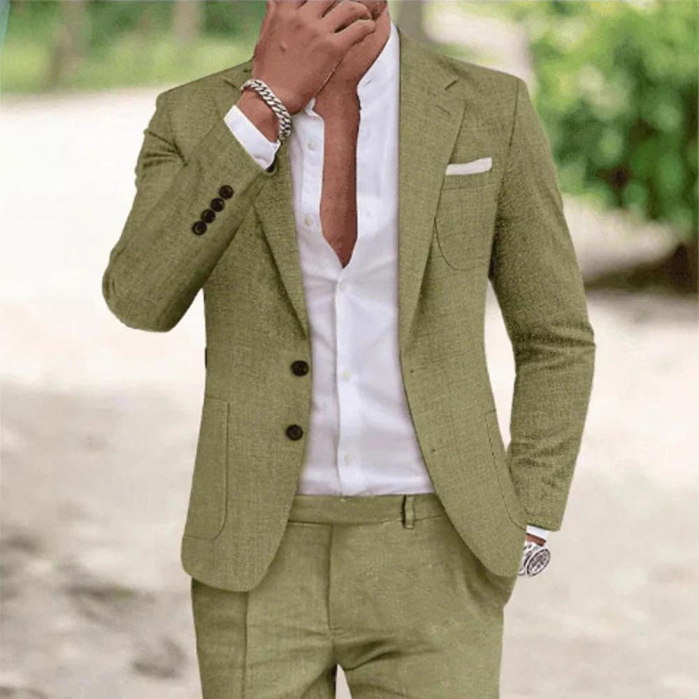 Costume décontracté Beige de Style britannique pour hommes