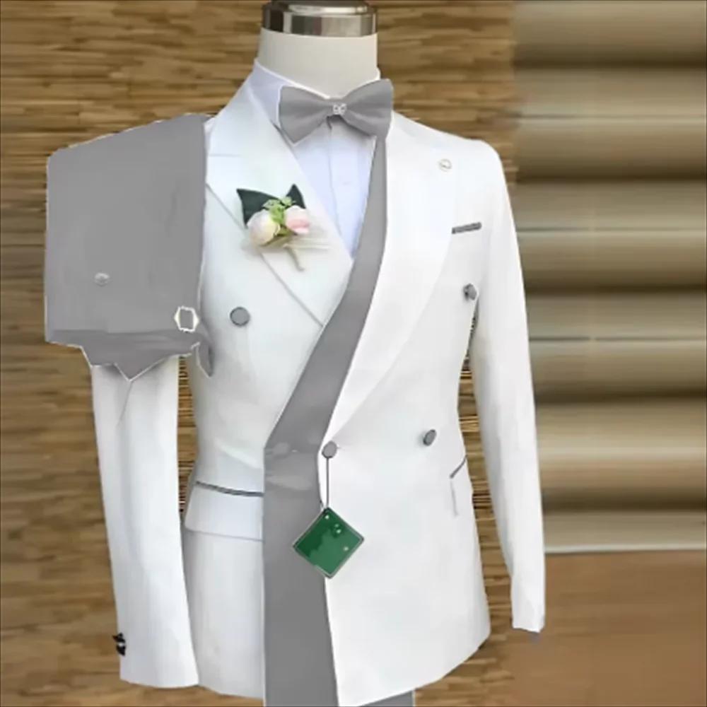 Costumes pour hommes Double boutonnage mariage marié formel affaires Blazer avec pantalon