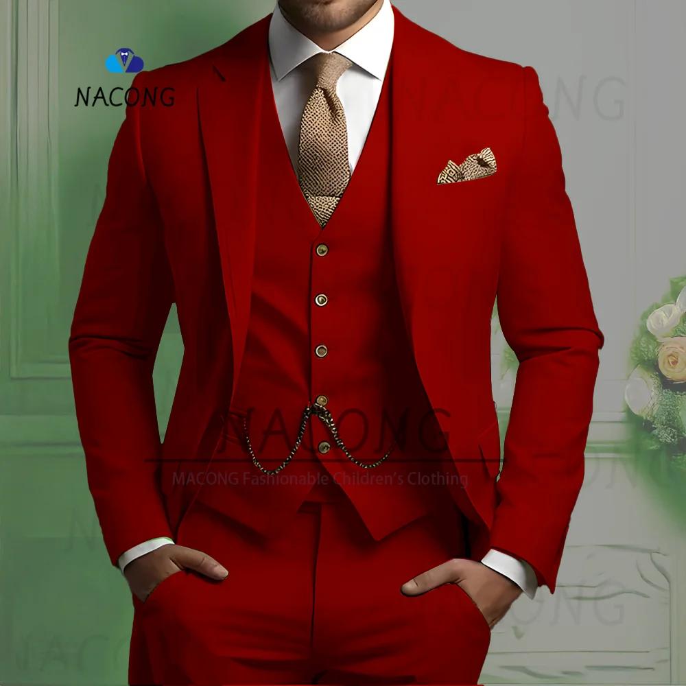 Costumes pour hommes ensemble 3 pièces costume de mariage coupe ajustée veste gilet pantalon robe fête d'anniversaire