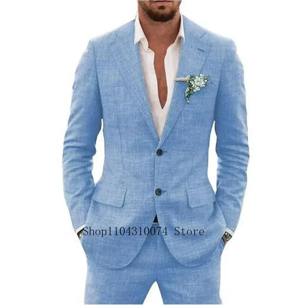 Ensemble Blazer et Pantalon en Lin Trempé pour Homme