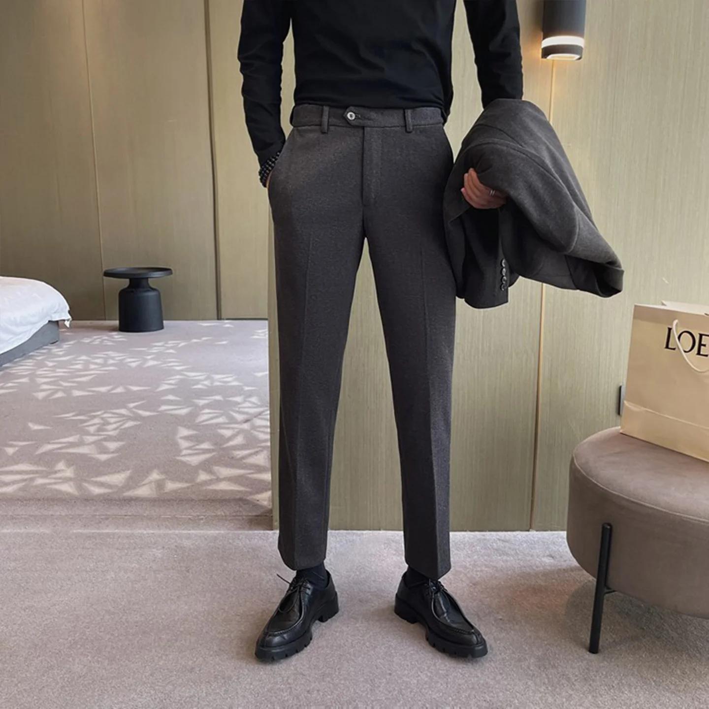 Nouveau pantalon de costume en laine pour hommes