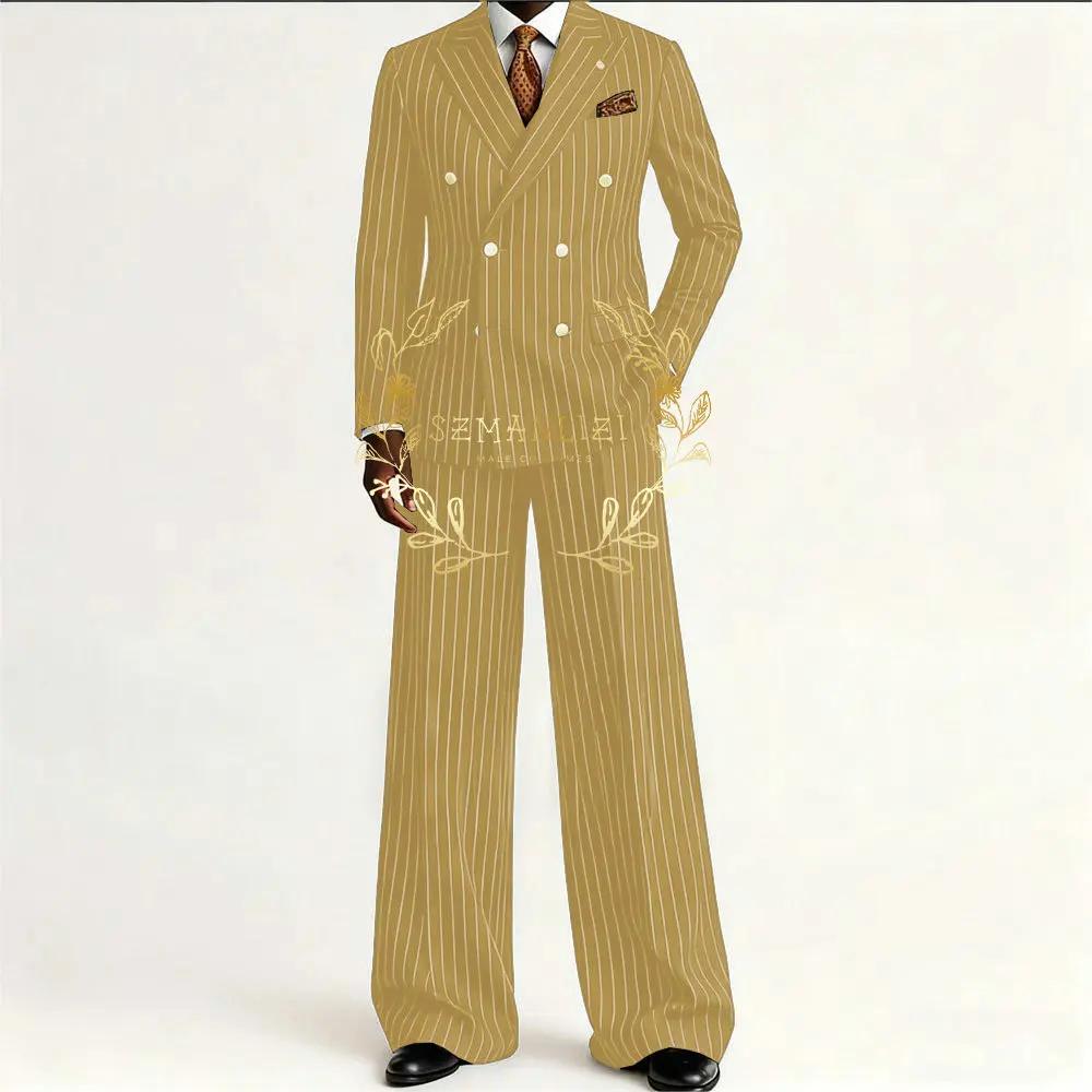Costume rayé bleu marine pour hommes