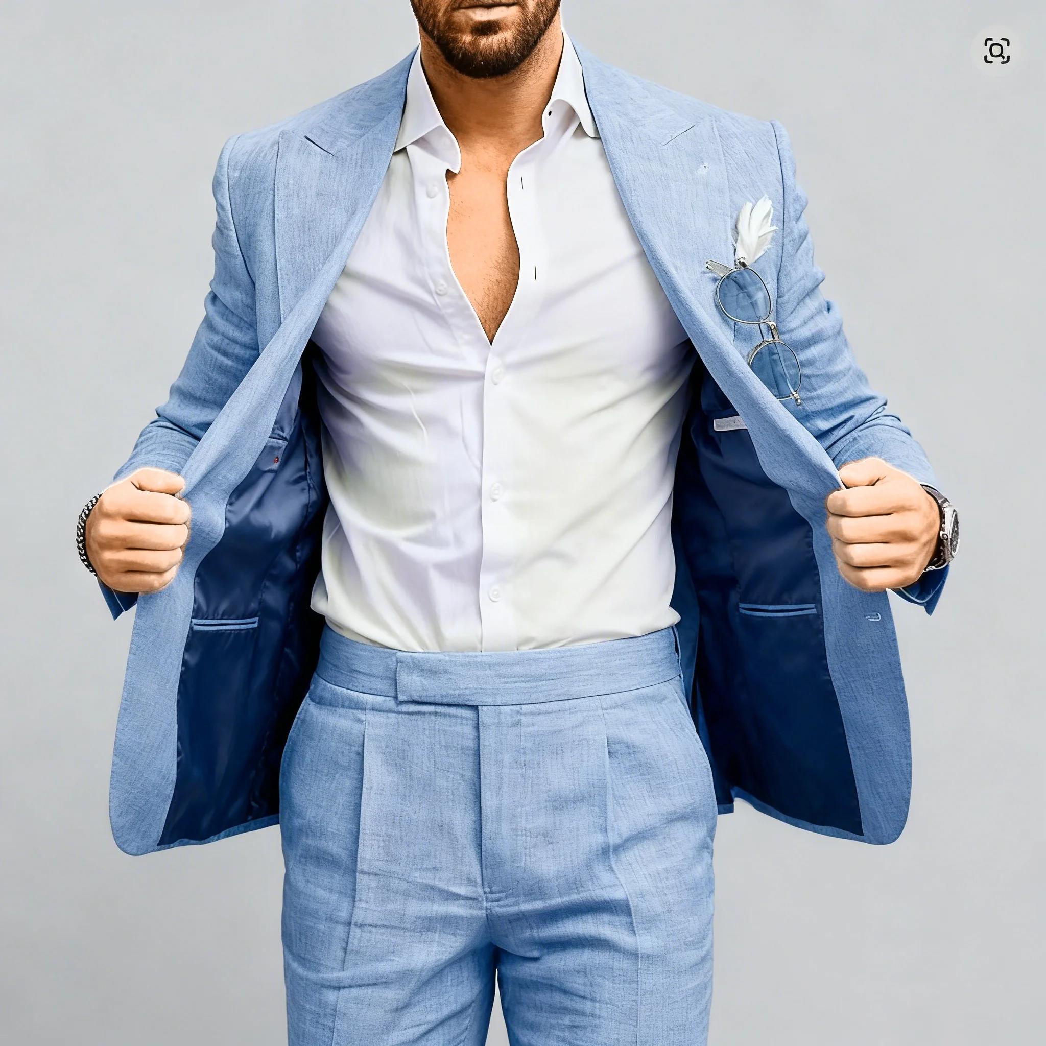 Costume en lin pour hommes pour mariage sur la plage