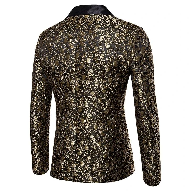 Costume Jacquard Doré pour Homme – Veste Ample Luxueuse pour Affaires
