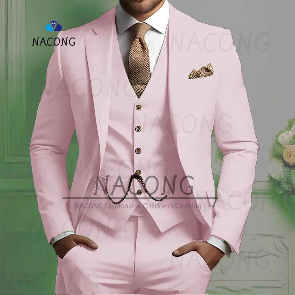 Costumes pour hommes ensemble 3 pièces costume de mariage coupe ajustée veste gilet pantalon robe fête d'anniversaire