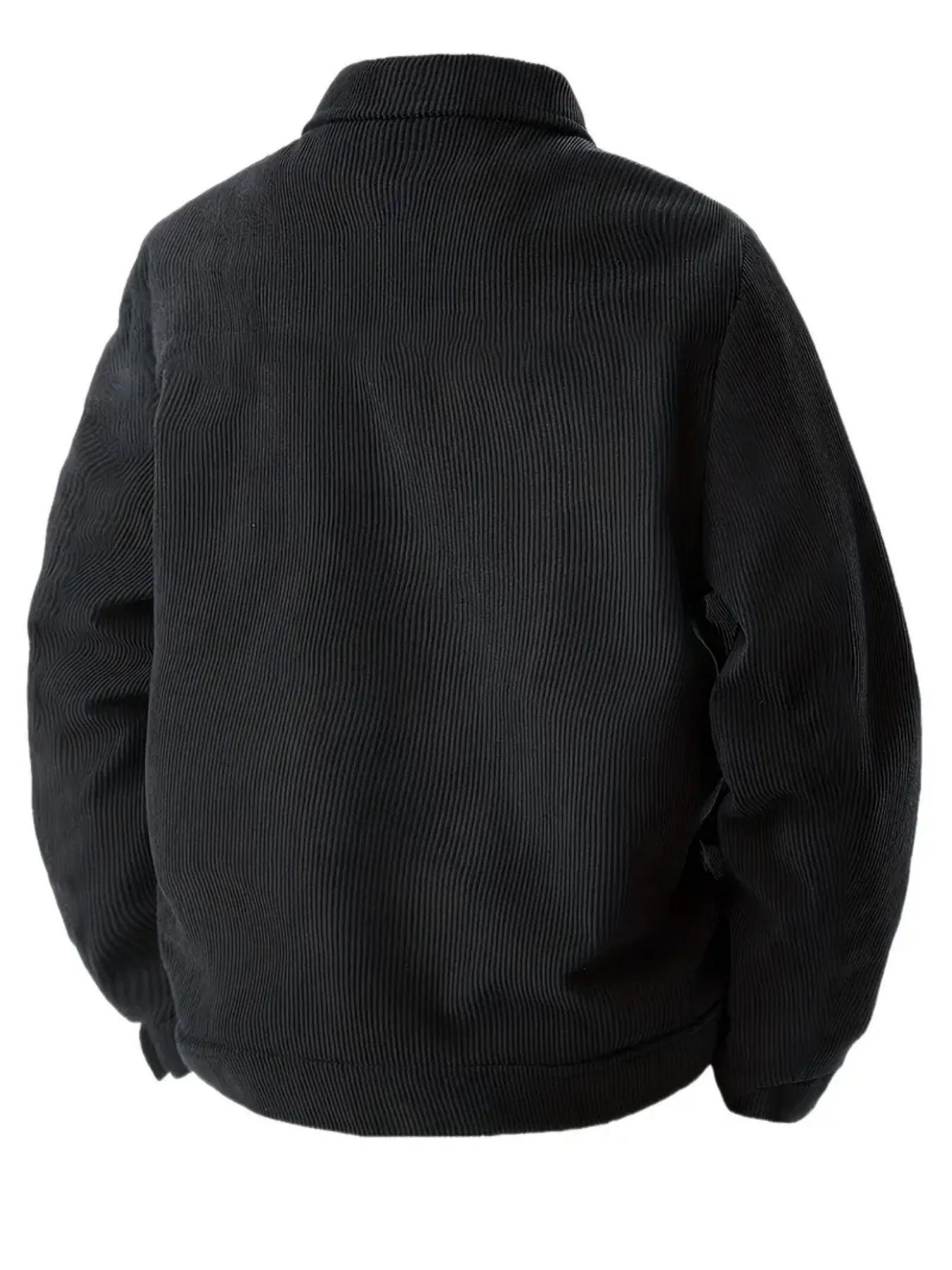 Veste en velours côtelé noir décontractée pour homme