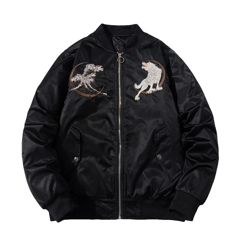 Veste brodée loup pour homme