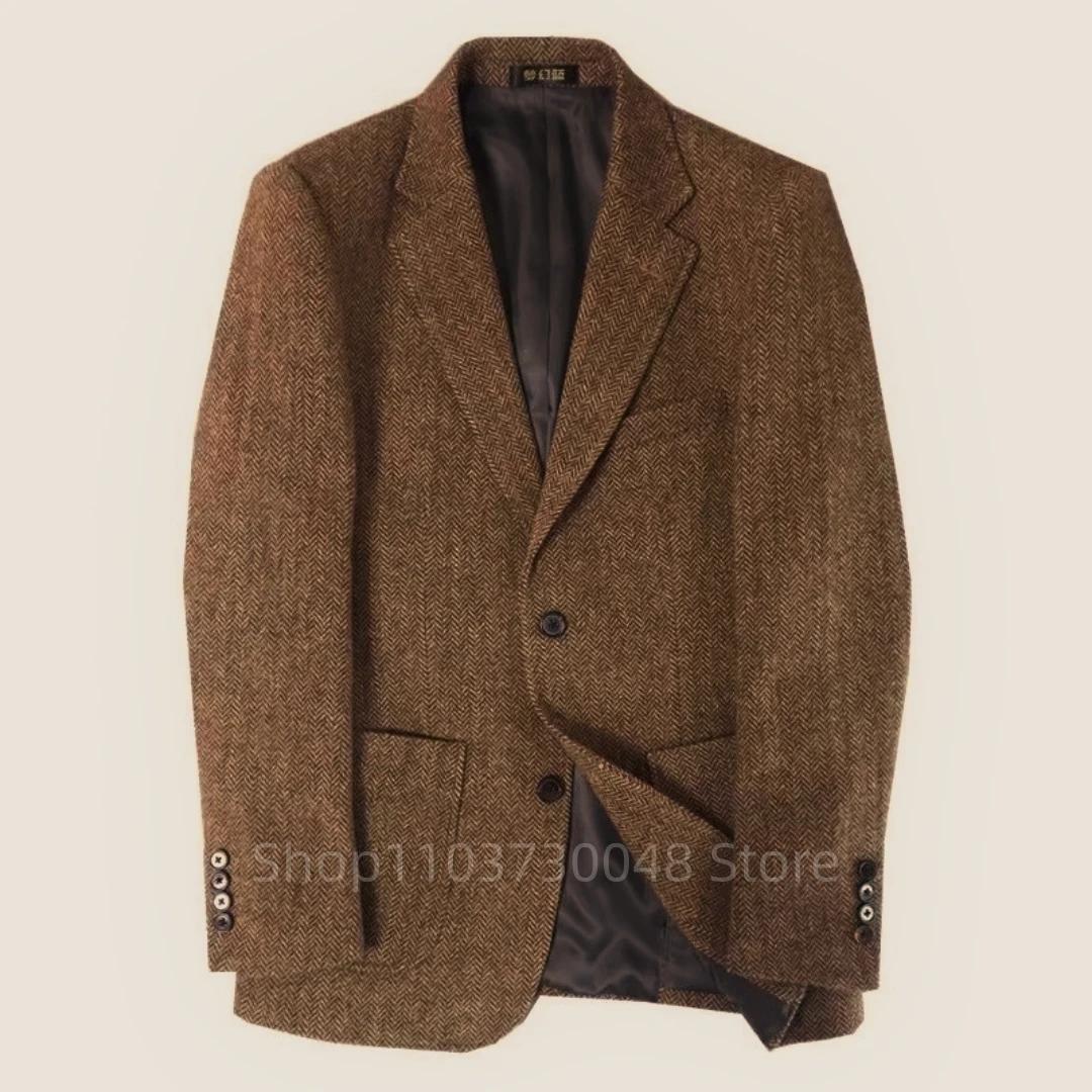 Blazer décontracté marron à chevrons pour homme