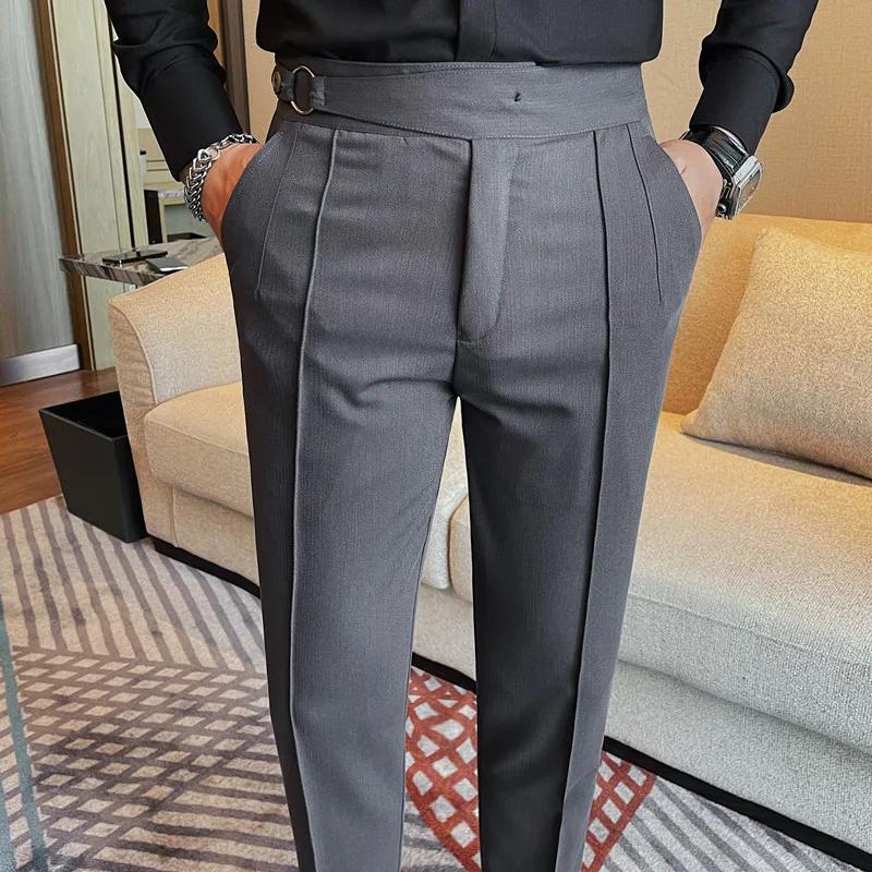 Pantalon moulant pour homme, coupe slim, style anglais, mode printemps-automne