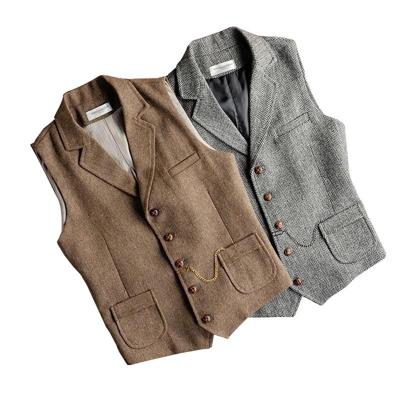 Automne et hiver hommes gilet hauts Yuppie Style laine à chevrons rétro mince chaud
