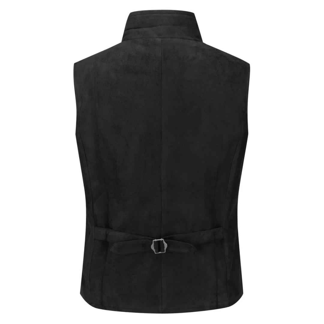 Hommes gilet noir velours hauteur revers Double bouton