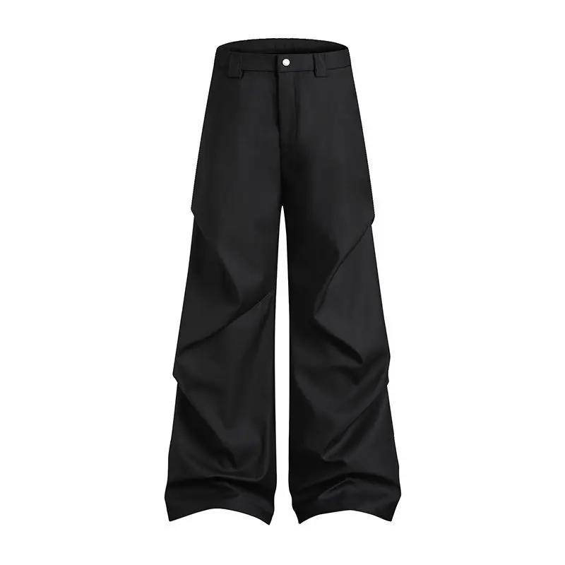 Pantalon de costume froissé légèrement évasé pour hommes en automne