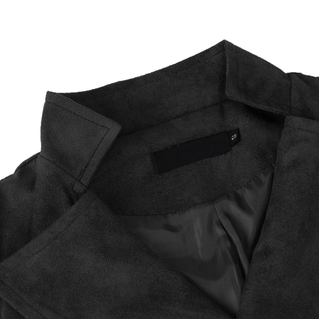 Hommes gilet noir velours hauteur revers Double bouton