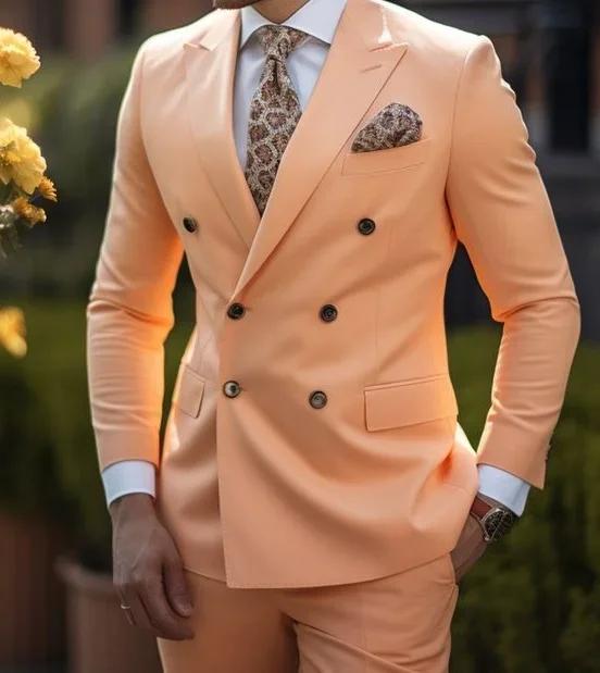 Costumes pour hommes marron de haute qualité Double boutonnage sur mesure