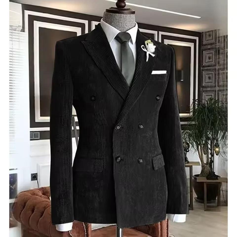 Costume 2 pièces élégant pour homme en velours côtelé