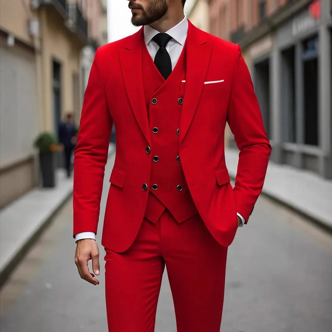 Tuxedos de mariage classique coupe ajustée marié pour hommes 3 pièces costume de garçons d'honneur