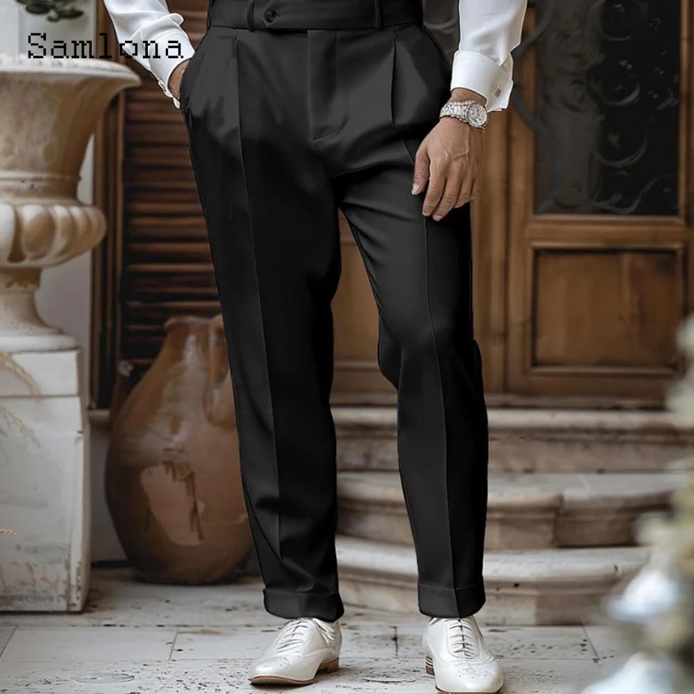 2025 grande taille hommes élégant mode Naples costume pantalon blanc doux poche