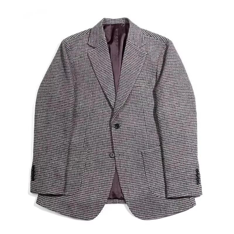 Costume ample en laine à carreaux Windsor rétro britannique pour hommes