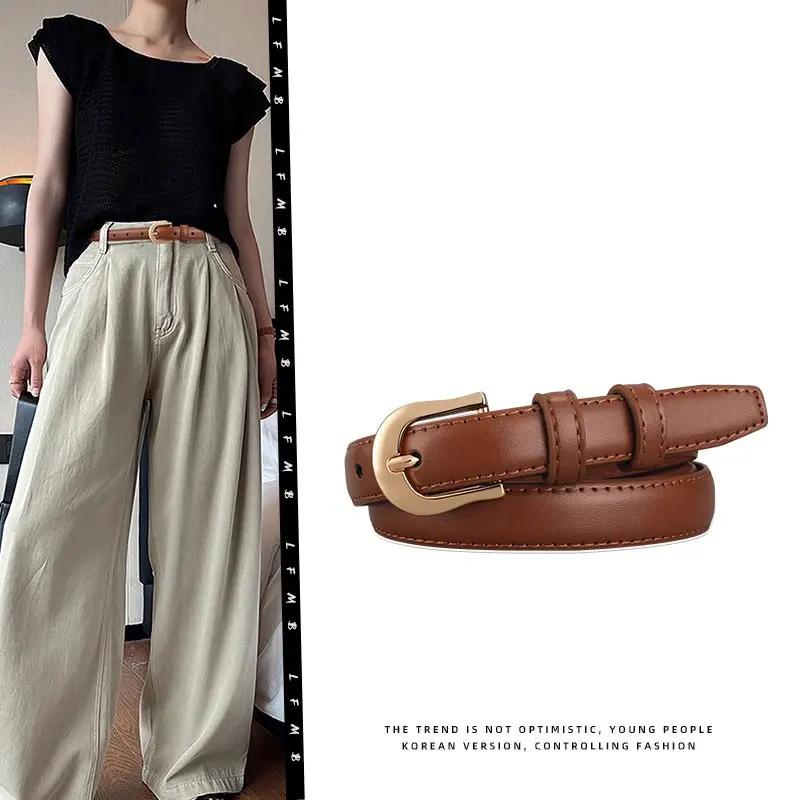 Ceinture d'été marron avec détails raffinés pour pantalon western