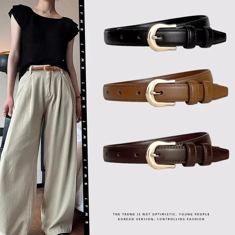 Ceinture d'été marron avec détails raffinés pour pantalon western