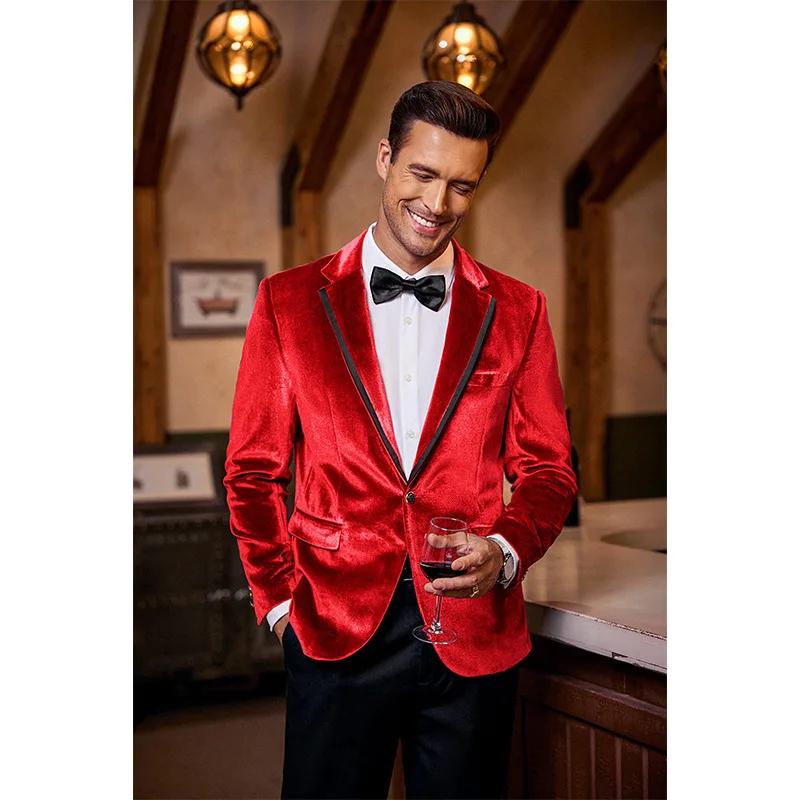 Veste de costume décontractée en velours pour homme