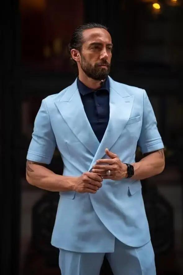 Costume homme sur mesure 2 pièces à manches courtes