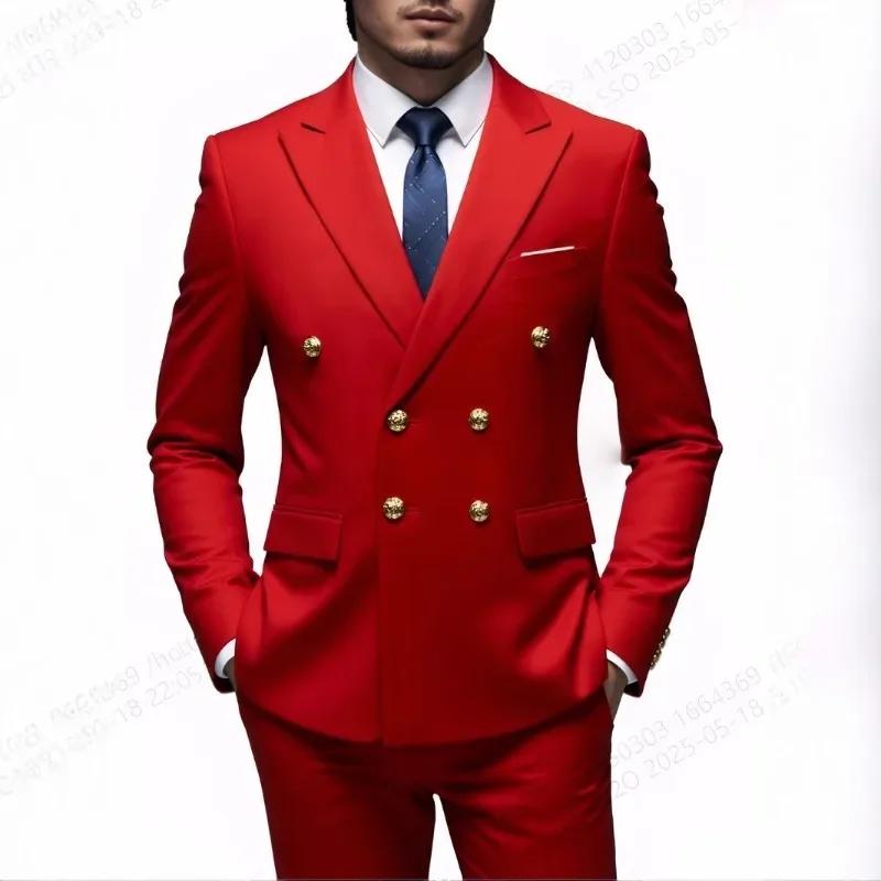 Veste de costume décontractée à Double boutonnage pour hommes