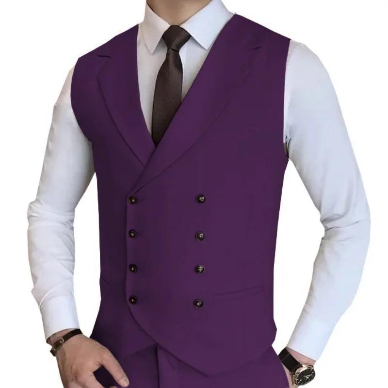 Hommes gilet Champagne solide Double bouton