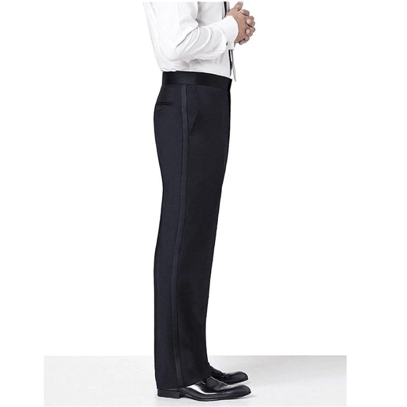 Pantalon noir à rayures en satin pour homme